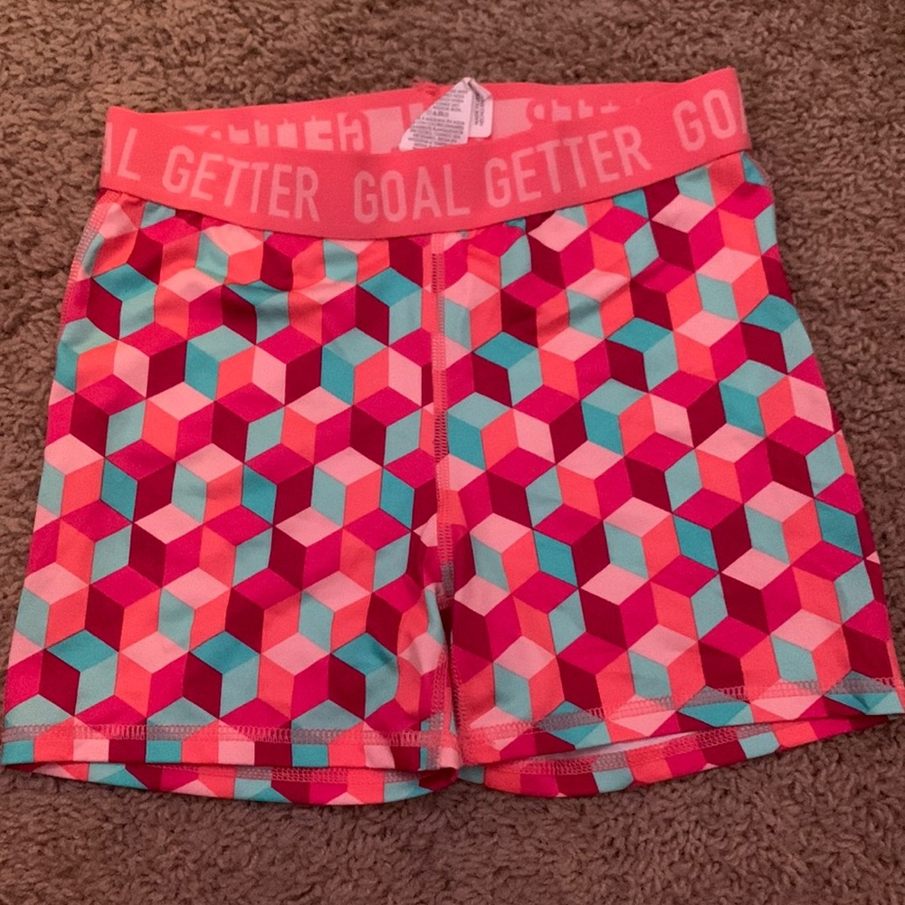 High waisted colorful spandex, size YXL, but fits an adults s or xs